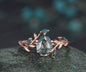 Vintage pear cut green moss agate engagement ring rose gold art deco cluster leaf nature inspired bridal promise wedding ring set women