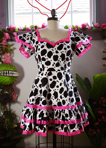 *PRE ORDER* Adelaide Mini Swing dress in Bessie Moo print