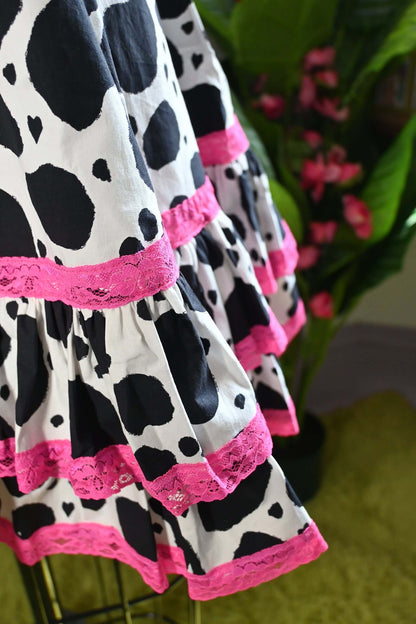 *PRE ORDER* Adelaide Mini Swing dress in Bessie Moo print