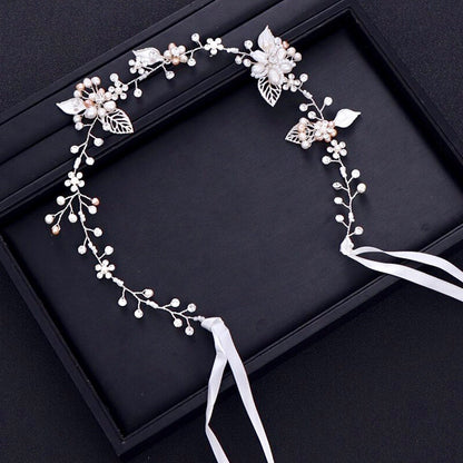 Karisa - Pearl and Crystal Bridal Headband / Vine - Available in Silver, Rose Gold and Yellow Gold