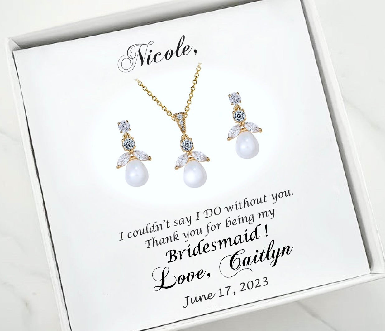 "Kathani" - Pearl and Cubic Zirconia Jewelry Set - Available in Gold and Silver