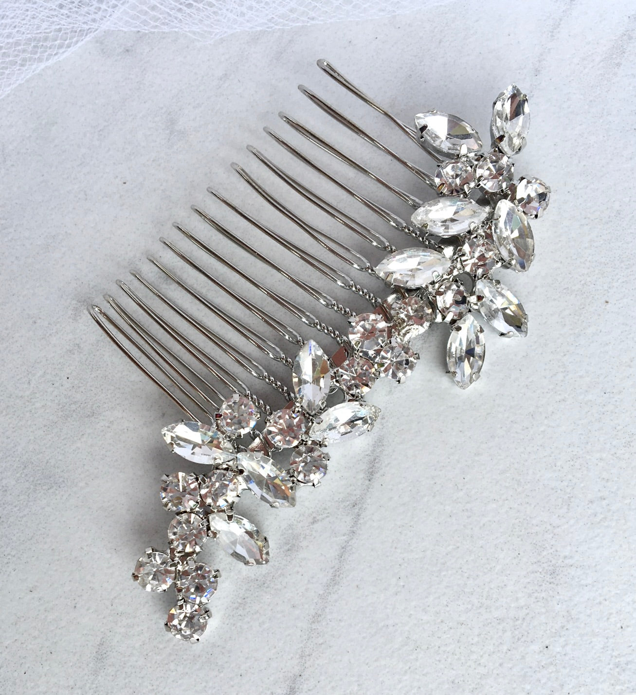 "Liliana" - Silver Rhinestone Bridal Hair Comb