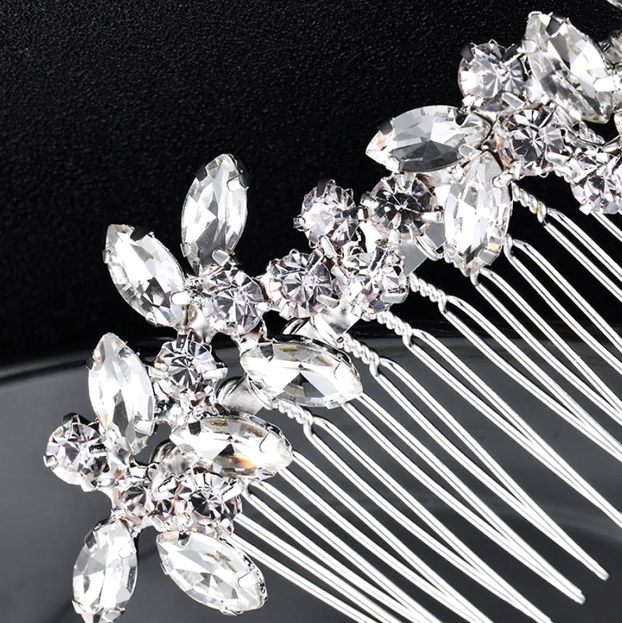 "Liliana" - Silver Rhinestone Bridal Hair Comb