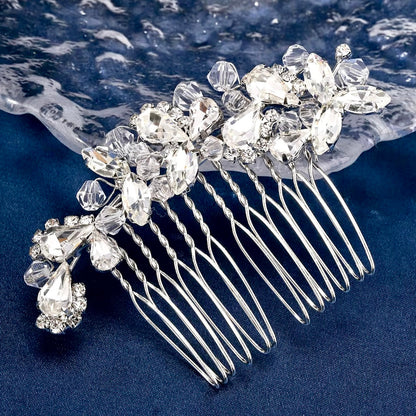 "Kinsley" - Crystal Bridal Hair Comb - Available in Silver, Rose Gold and Yellow Gold