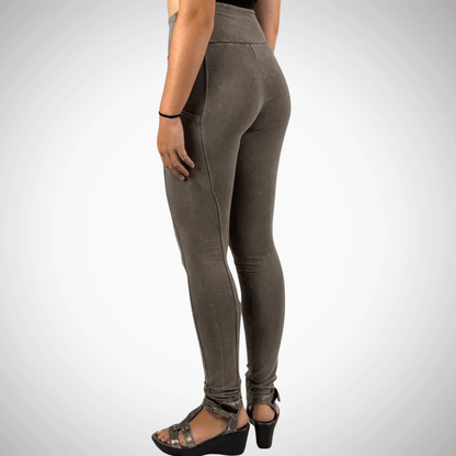 A Perfect Fit Mineral Washed Pocket Leggings Made in USA Taupe