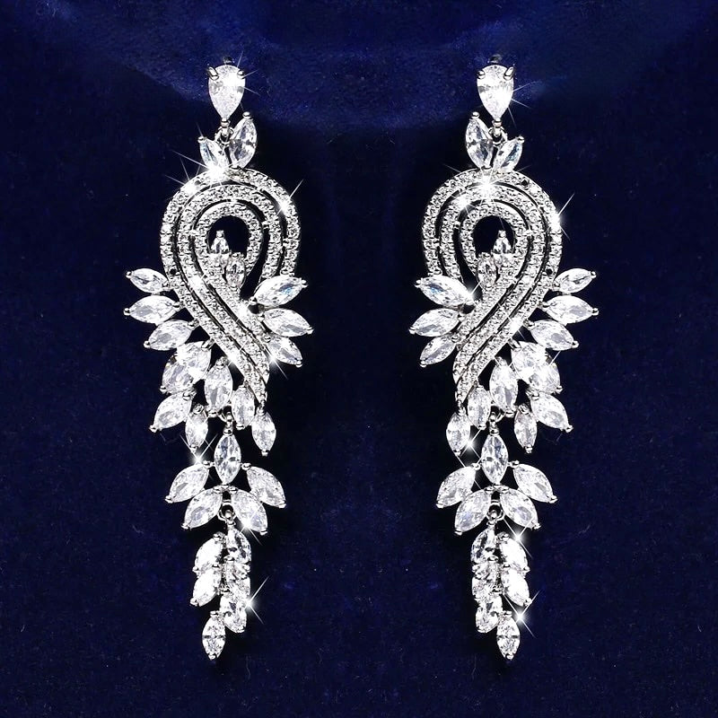 Leona - Silver Cubic Zirconia Bridal Earrings