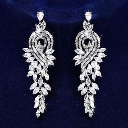 Leona - Silver Cubic Zirconia Bridal Earrings