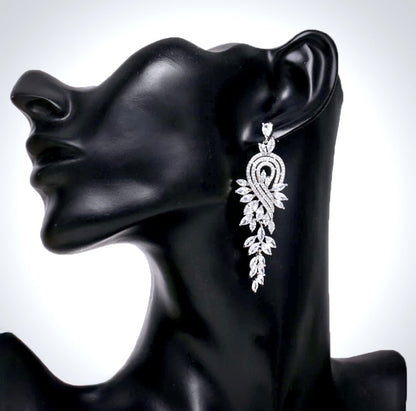 Leona - Silver Cubic Zirconia Bridal Earrings