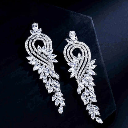 Leona - Silver Cubic Zirconia Bridal Earrings