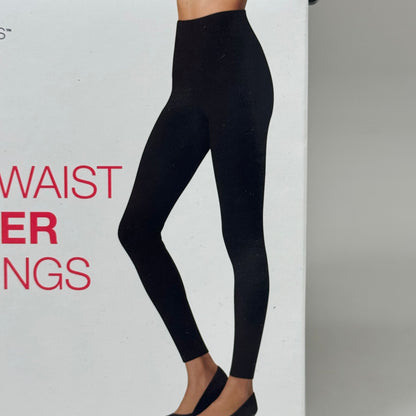 HANES (2 PACK) High Waist Shaper Leggings Cotton/Spandex Womens Sz M Black 441867
