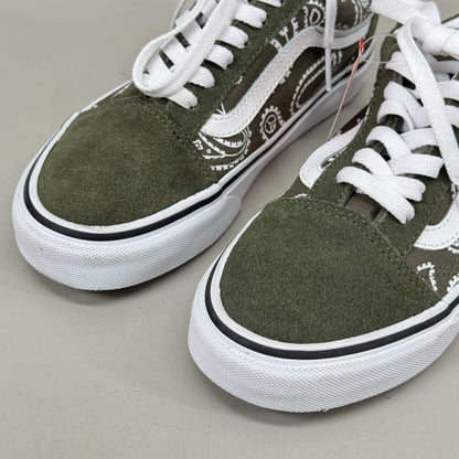 VANS Peace Paisley Old Skool Sneaker Women's Sz 5.5 Men's 4.0 Olive Green KRFB0F