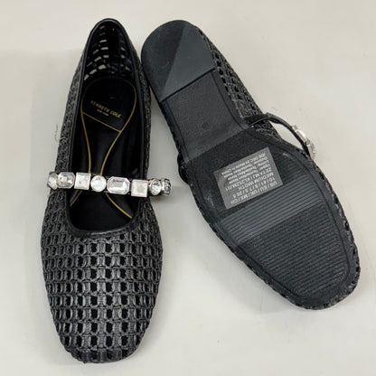 KENNETH COLE New York Zeta Raffia Jewel Jane Flat Women's Sz 10 Black KL25ZMJ01