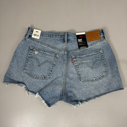 LEVIS 501 Original Fit High Rise Shorts Medium Wash Women's Sz 33 Mega Vibe Blue