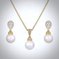 "Louella" - Pearl and Cubic Zirconia Jewelry Set - Available in Gold and Silver