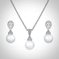"Louella" - Pearl and Cubic Zirconia Jewelry Set - Available in Gold and Silver