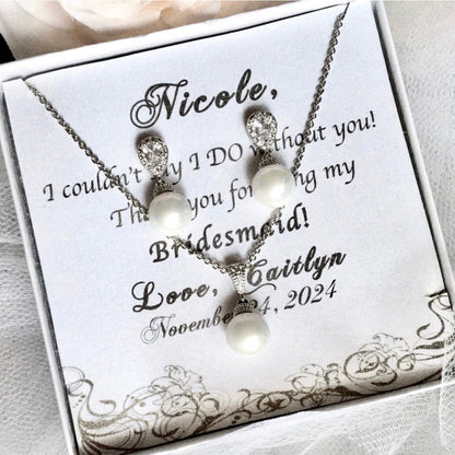 "Louella" - Pearl and Cubic Zirconia Jewelry Set - Available in Gold and Silver