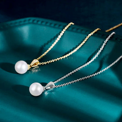 "Louella" - Pearl and Cubic Zirconia Jewelry Set - Available in Gold and Silver