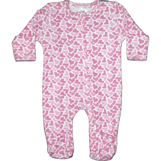 ☀️Baby Two-Way Zipper Footie - Hearts