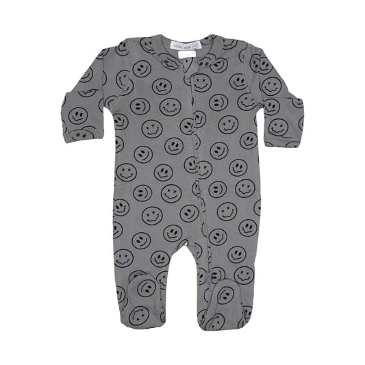 ☀️Baby Two-Way Zipper Footie - Silly Smile