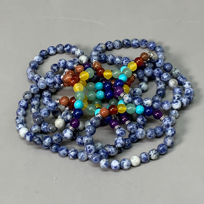 BEST WHOLESALE 12-PACK! Blue Marbled Rainbow Beaded Crystal Bracelets 3" New