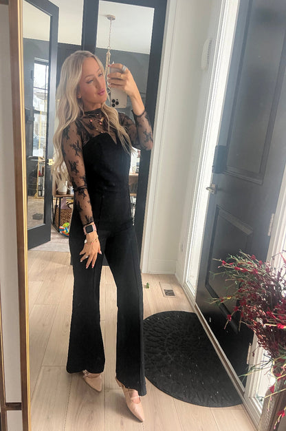 Black Denim Glam Jumpsuit