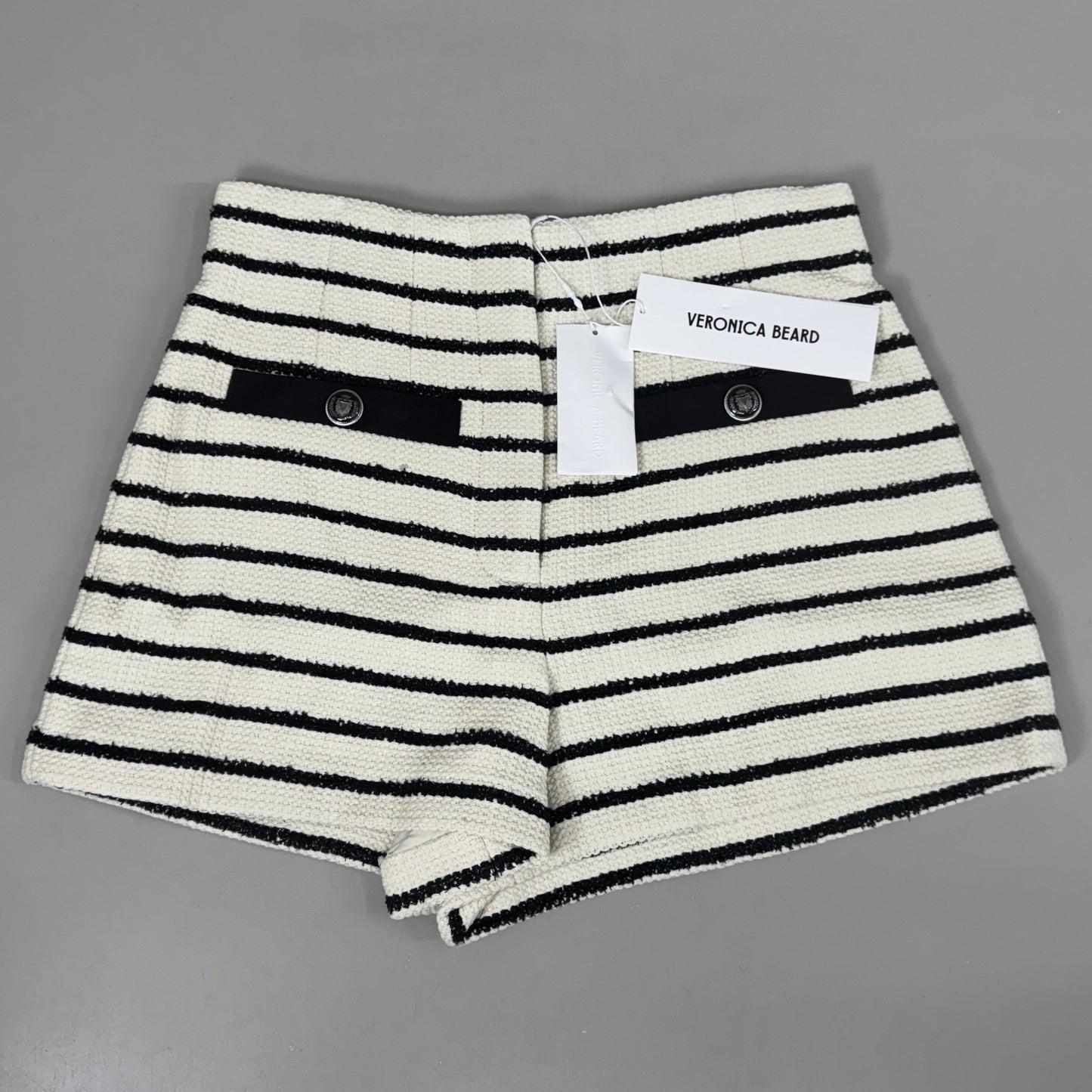 VERONICA BEARD Women's Gershwin Short Sz-8 Ivory/Black 2406TW7480258