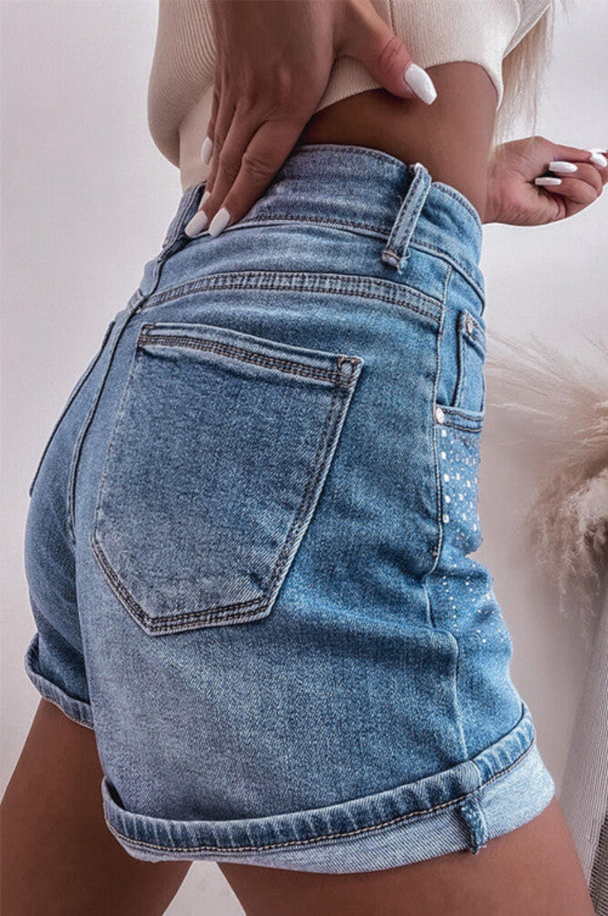 Rhinestone Denim Shorts