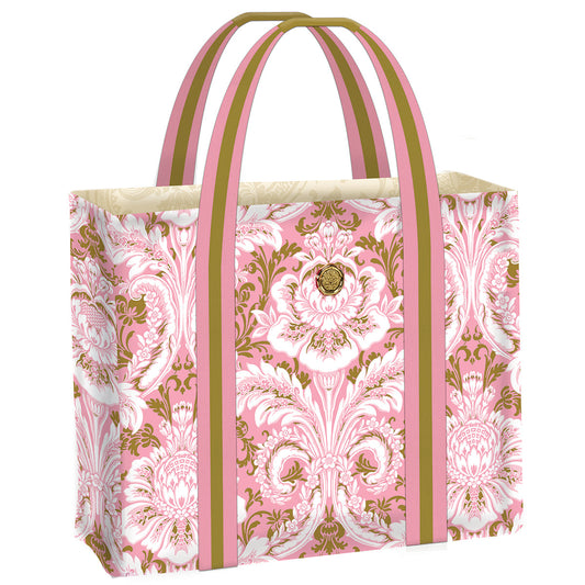 Pink Damask Tote Bag