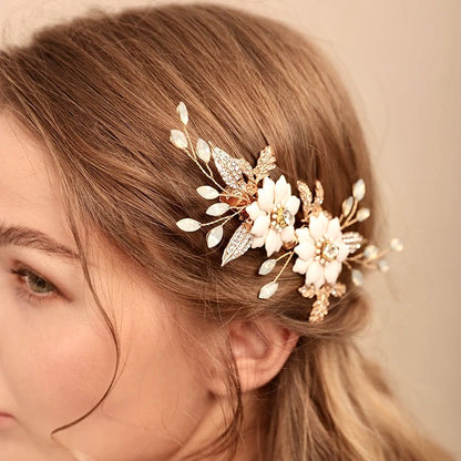 Lillian - Opal Gold Bridal Hair Clip