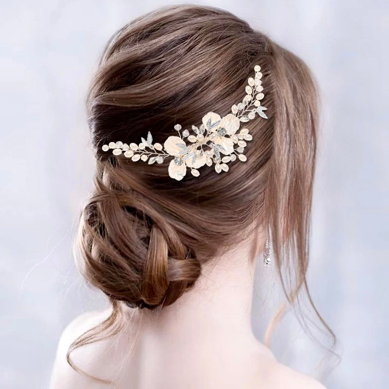 Alexandra - Pearl and Crystal Bridal Hair Comb - Available in Gold and Silver