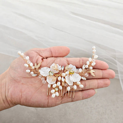 Alexandra - Pearl and Crystal Bridal Hair Comb - Available in Gold and Silver