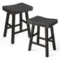 Set of 2 Farmhouse Solid Wood Bar Stools - Backless Saddle Seat Counter Height Chairs for Kitchen Island, Breakfast Nook & Home Office