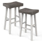 Set of 2 Farmhouse Solid Wood Bar Stools - Backless Saddle Seat Counter Height Chairs for Kitchen Island, Breakfast Nook & Home Office