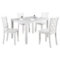 48"W Solid Rubberwood 5-Piece Dining Table Set with Diamond Chair Back