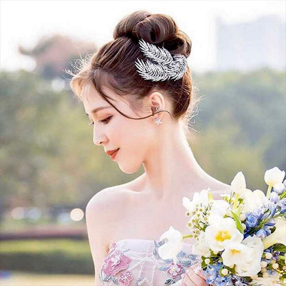 Arlene - Crystal Feather Bridal Hair Comb - Available in Silver and Rose Gold
