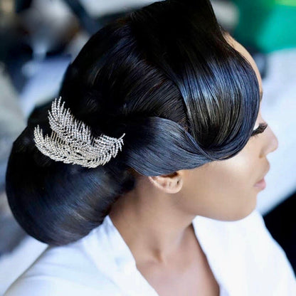 Arlene - Crystal Feather Bridal Hair Comb - Available in Silver and Rose Gold