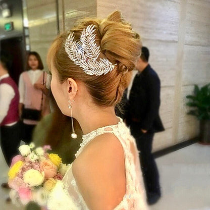 Arlene - Crystal Feather Bridal Hair Comb - Available in Silver and Rose Gold