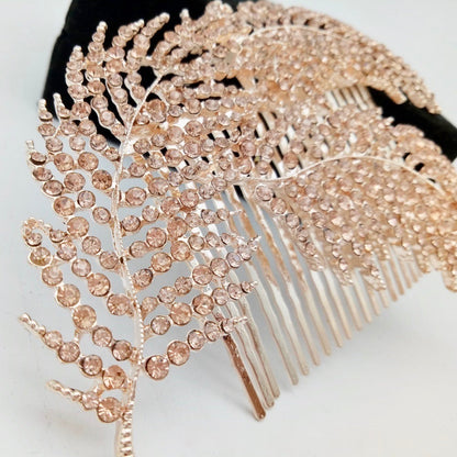 Arlene - Crystal Feather Bridal Hair Comb - Available in Silver and Rose Gold