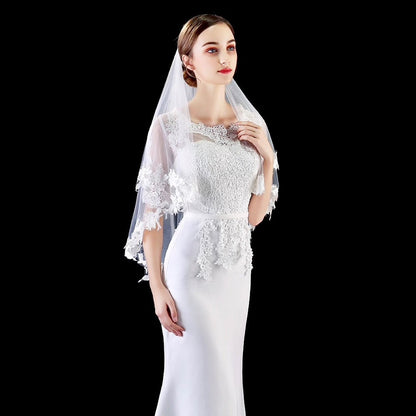 "Granada" - Ivory Lace Edge Fingertip Bridal Veil