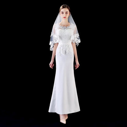 "Granada" - Ivory Lace Edge Fingertip Bridal Veil