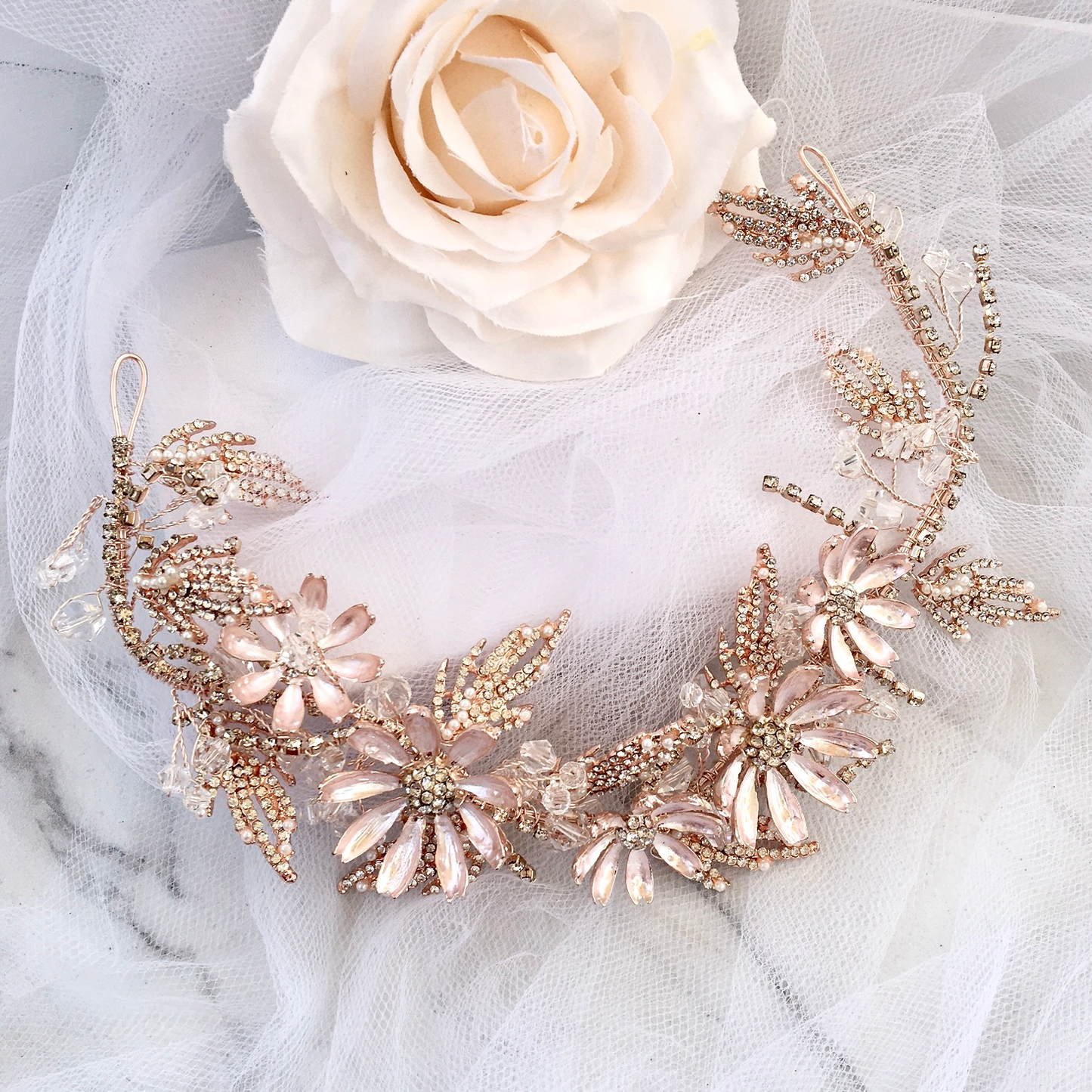 "Celine" - Floral Bridal Hair Accessory - Available in Yellow Gold and Rose Gold