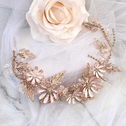"Celine" - Floral Bridal Hair Accessory - Available in Yellow Gold and Rose Gold