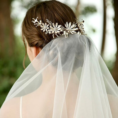 "Celine" - Floral Bridal Hair Accessory - Available in Yellow Gold and Rose Gold