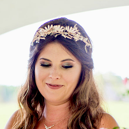 "Celine" - Floral Bridal Hair Accessory - Available in Yellow Gold and Rose Gold
