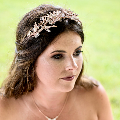 "Celine" - Floral Bridal Hair Accessory - Available in Yellow Gold and Rose Gold