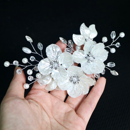 Kira - Floral Bridal Hair Clip/Vine - Available in Silver and Gold