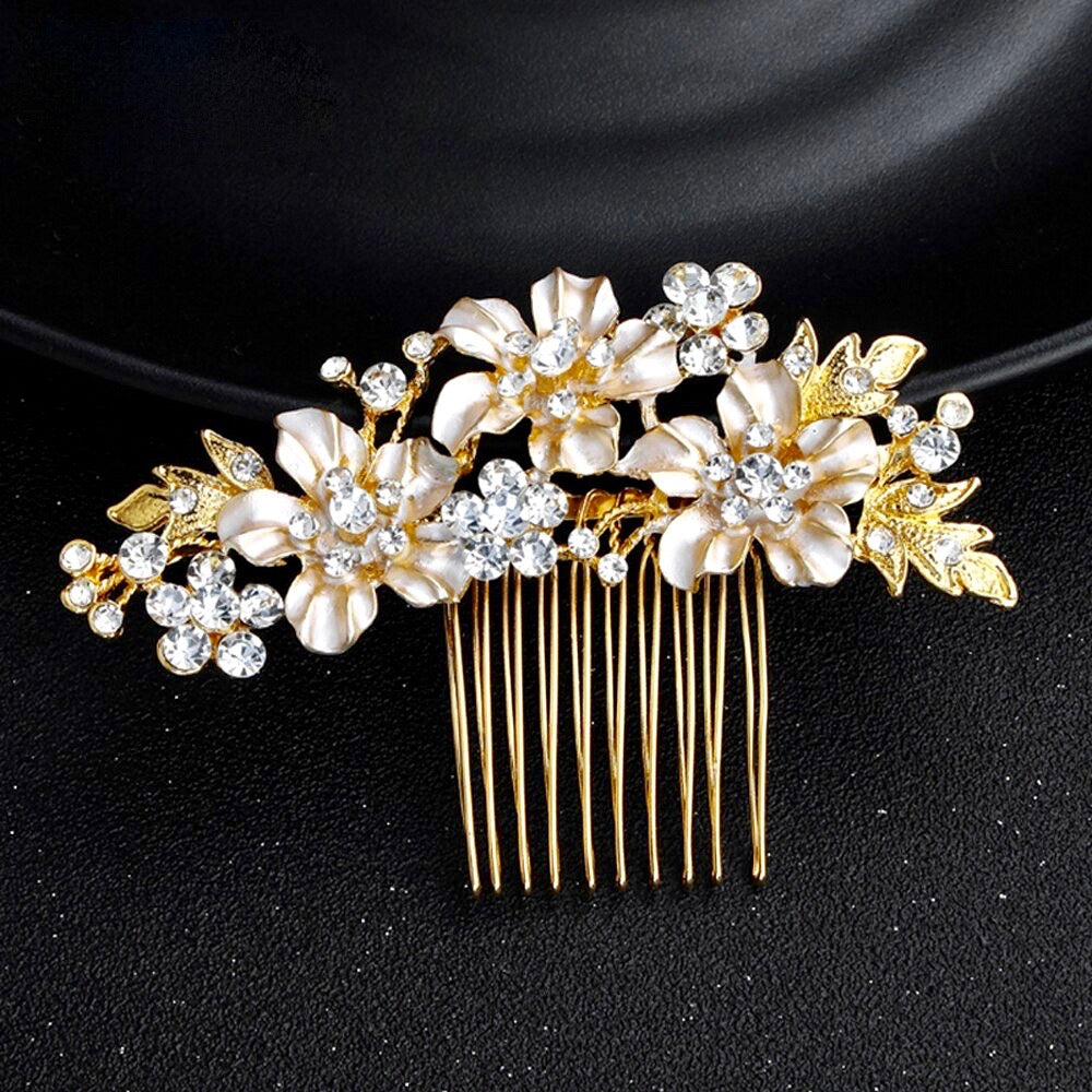 "Giulia" - Crystal Bridal Hair Comb - Available in Gold and Silver