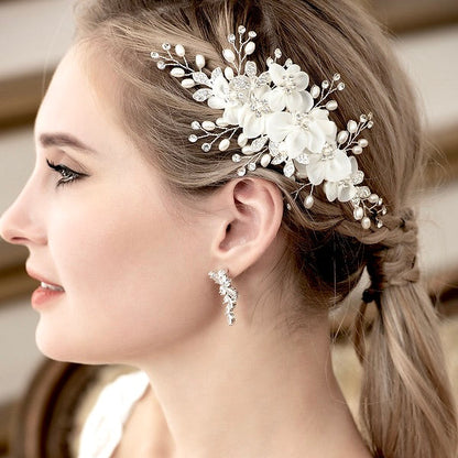 Rylee - Floral Pearl and Crystal Bridal Hair Clip