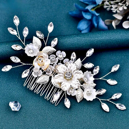 "Julie" - Floral Bridal Hair Comb - Available in Gold and Silver