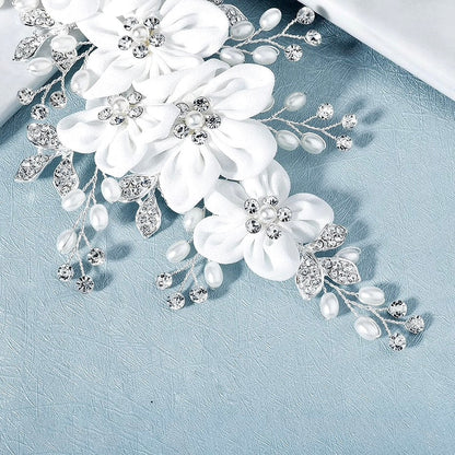 Rylee - Floral Pearl and Crystal Bridal Hair Clip